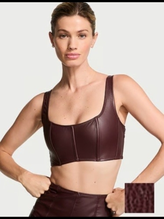 Victoria's Secret Tops - Victoria's Secret Faux Leather Crop Top in Burgundy And Panty